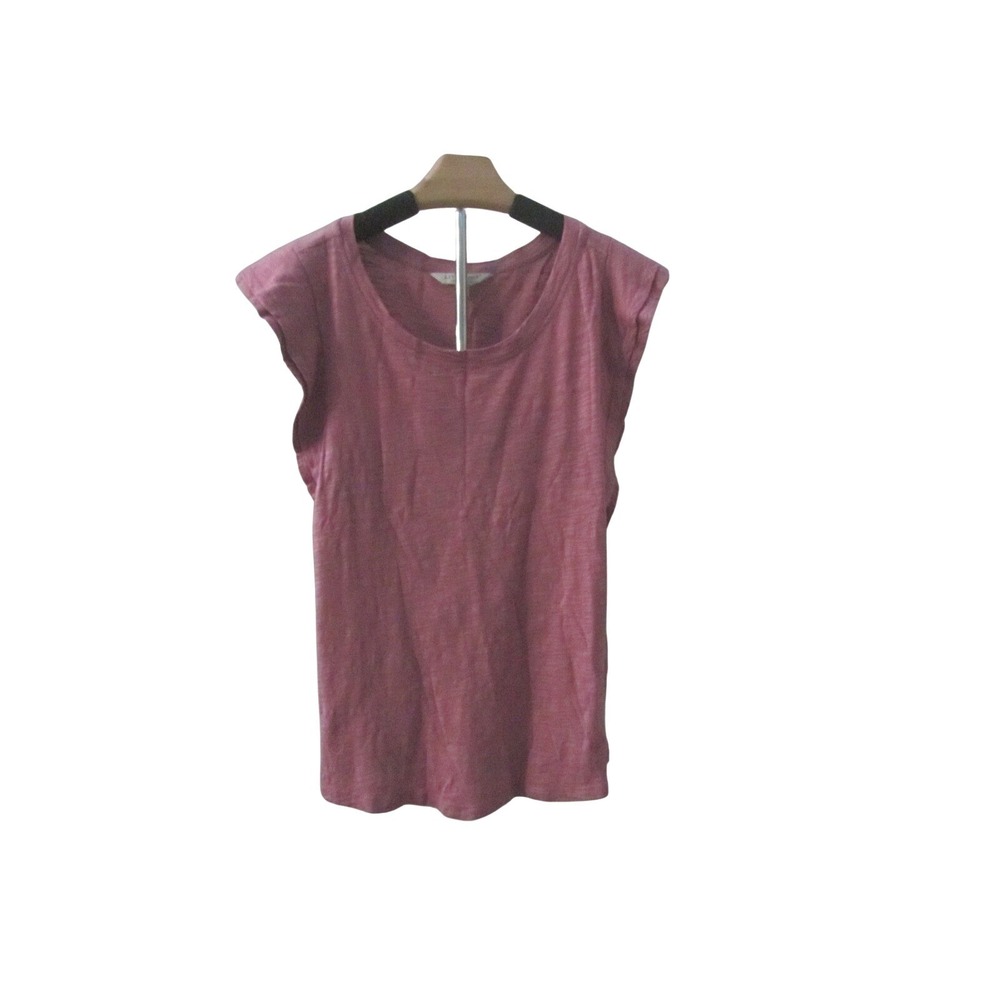 Liverpool Los Angeles Ruffle Sleeve Top XS Mauve Pink Slub Knit Scoop Neck